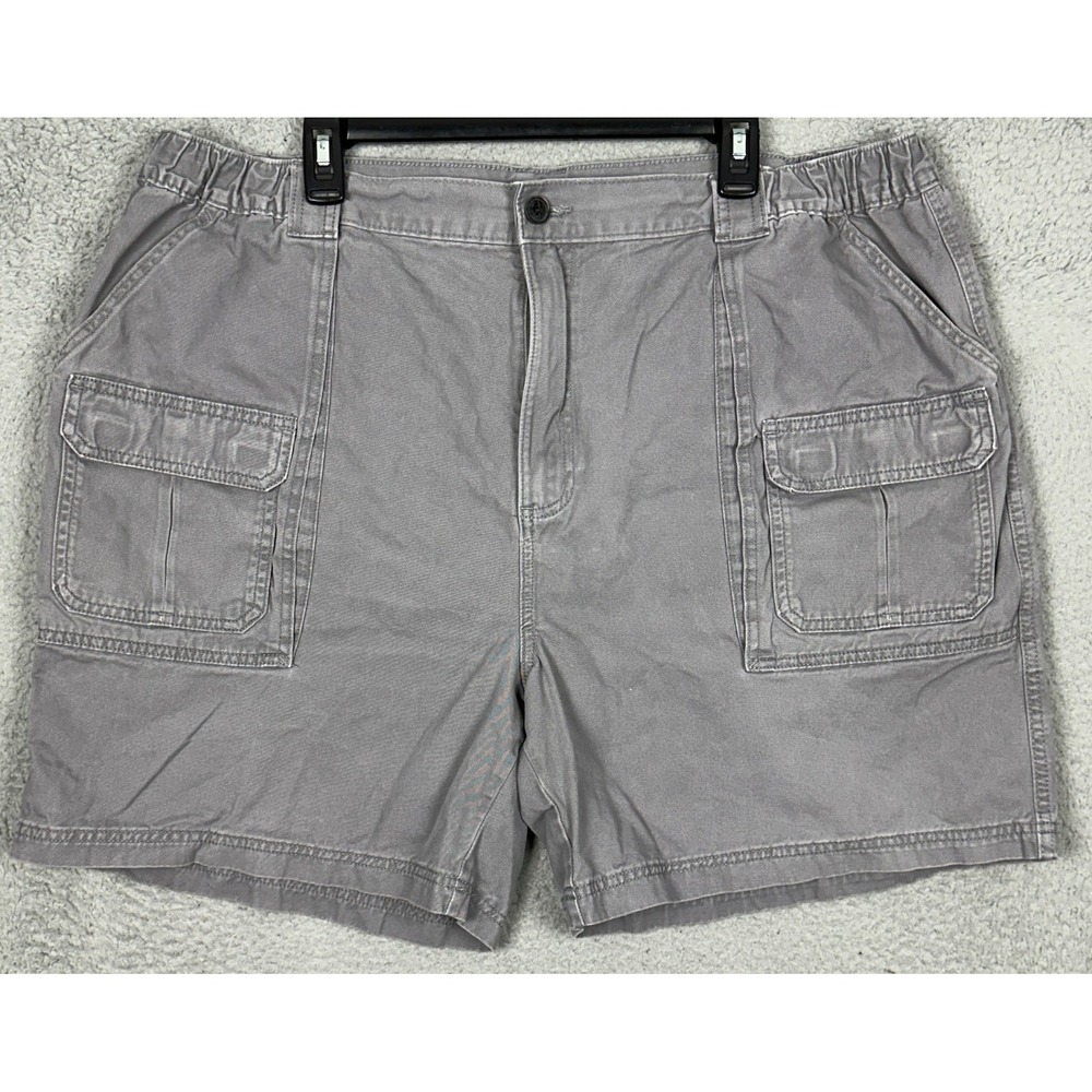 Croft Barrow Shorts Men 44 Cargo Grey Safari Casual Outdoor Stretch Waist Pocket